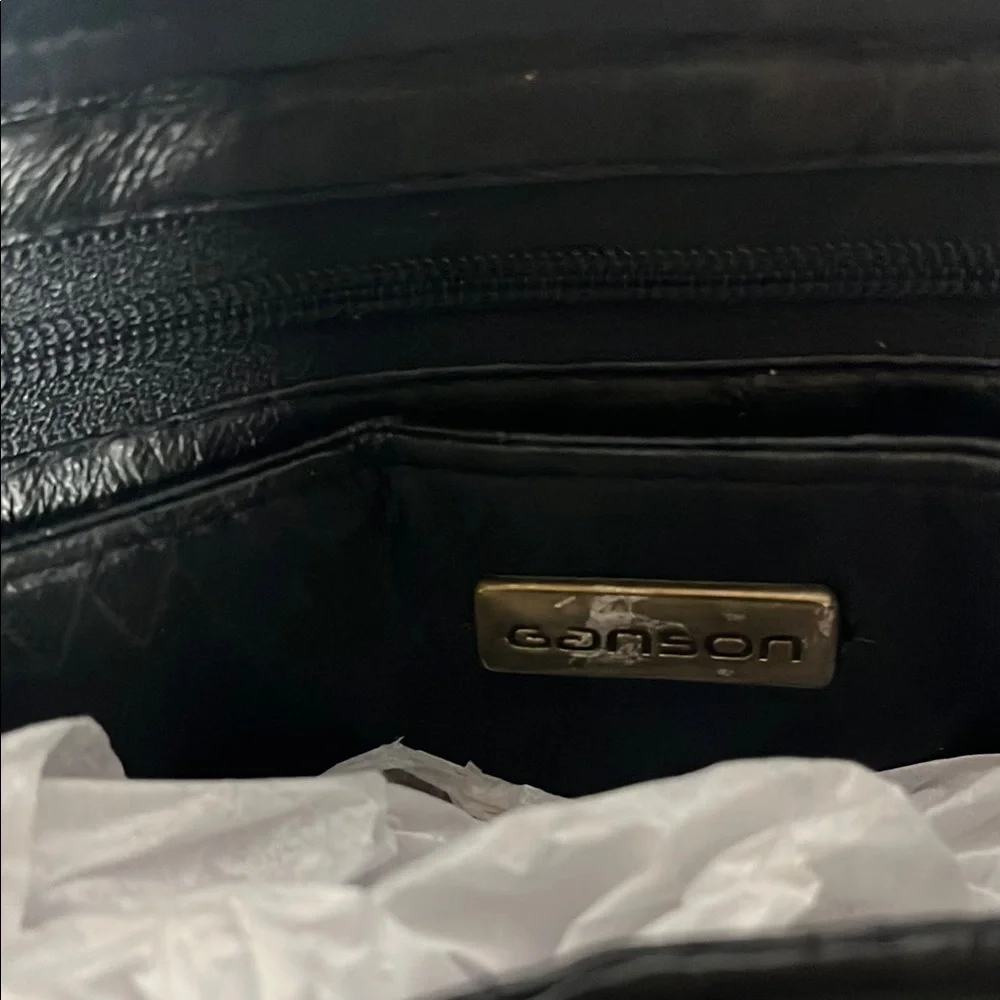 Ganson Navy Blue Leather Shoulder Bag